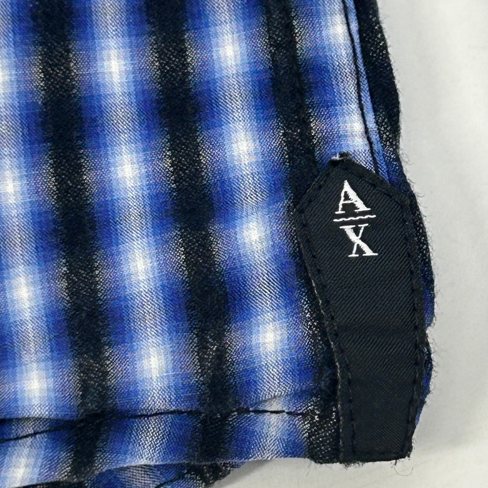 Armani Exchange Shirt Mens Medium Blue Ombre Plaid Long Sleeve Slim Fit A/X - Picture 3 of 12